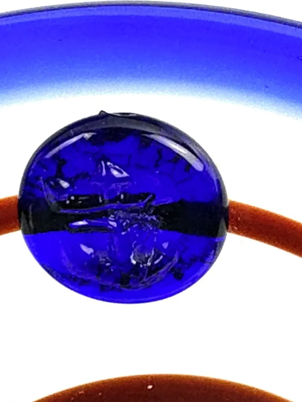 Royal Caribbean Cruise Line Glass Martini Cocktail Goblet Cobalt Blue Brown Swir